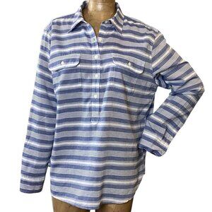 Chaps Cotton Blue & White Striped Shirt Women's Sz XL #253i